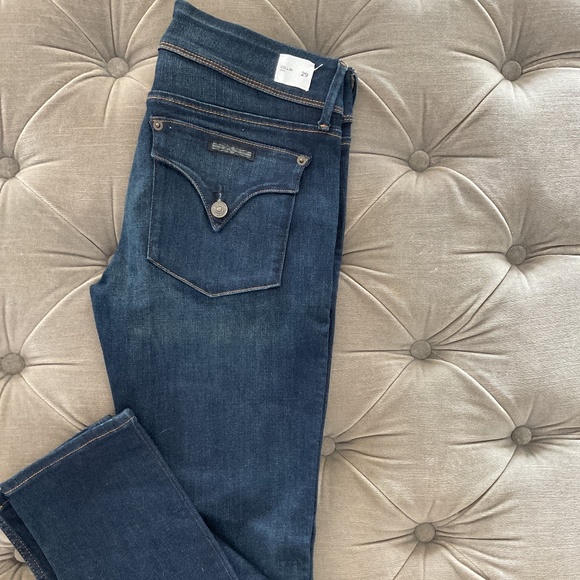 Hudson Collin Jeans Back Flap Pocket 2 Button Front Elm Dark Wash Size 29 - Picture 3 of 4